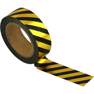 Washi Tape 15mmx10m Gold Black Stripes