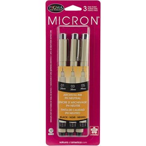 Pigma Micron Pens Assorted 3 / Pkg-Black