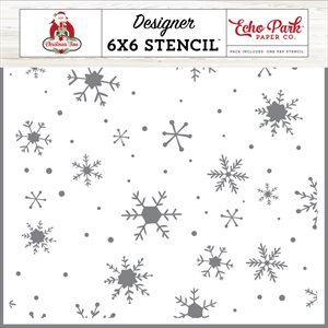 Echo Park Stencil 6"X6" Snowy Night Snowflakes, Christmas Ti