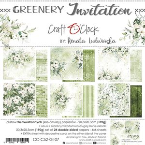 Craft O' Clock - Greenery Invitation paper pad 8x8