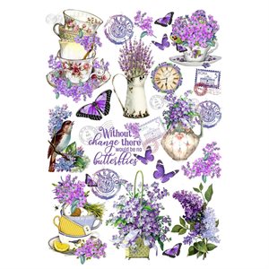 Little Birdie Deco Transfer Sheet A4-Lavender Blossoms