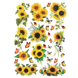 Little Birdie Deco Transfer Sheet A4-Wild Sunflowers